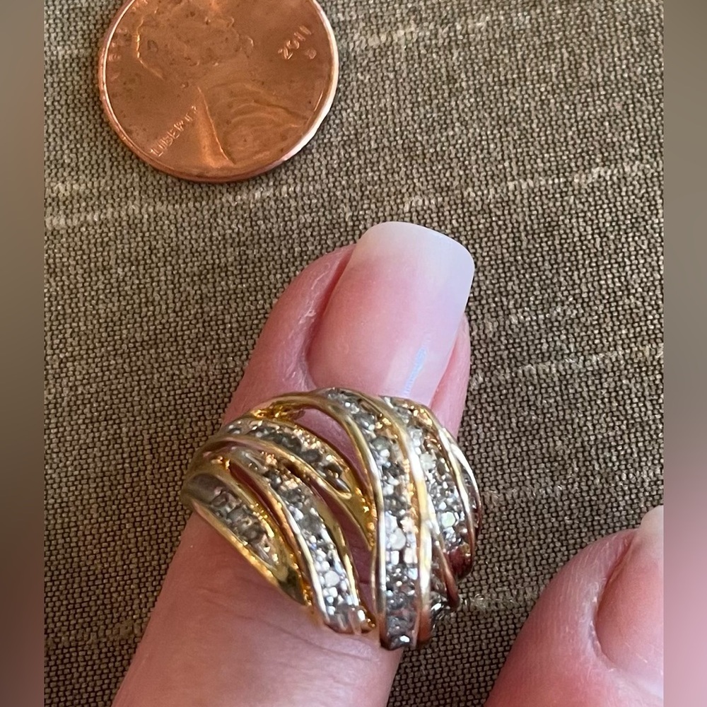 14K Yellow Gold (solid) with real diamonds ring